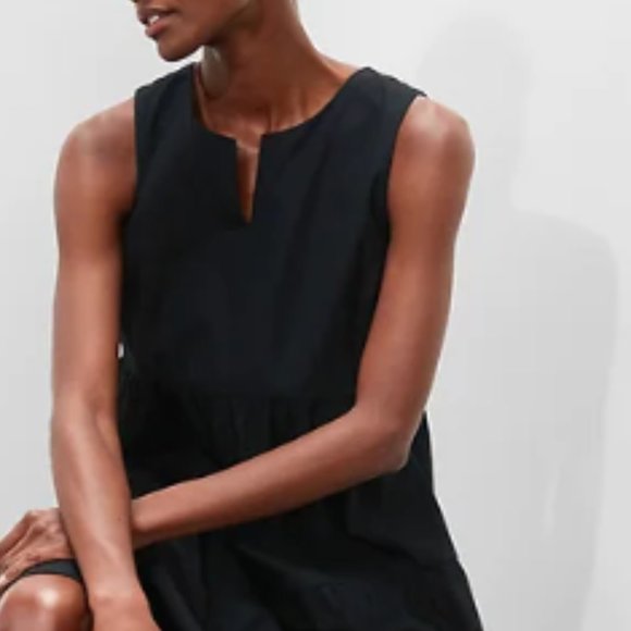 NWT BR Organic Cotton Tiered Dress SP Black F743 - Picture 2 of 5